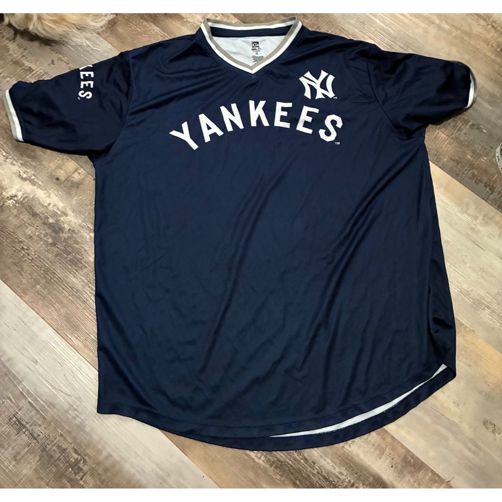Stitches Cooperstown Collection New York Yankees Navy Blue V-Neck Jersey 2XL